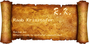 Raab Krisztofer névjegykártya